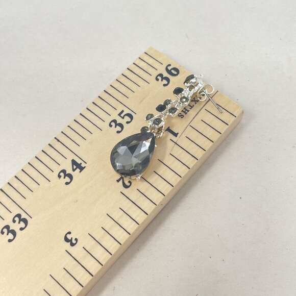 BriLove Wedding Jewelry Set Grey Crystal‎ Teardrop Silver-Tone Earrings Bracelet - Picture 6 of 12